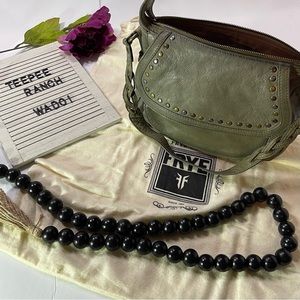Frye soraya studded flap saddle shoulder bag.